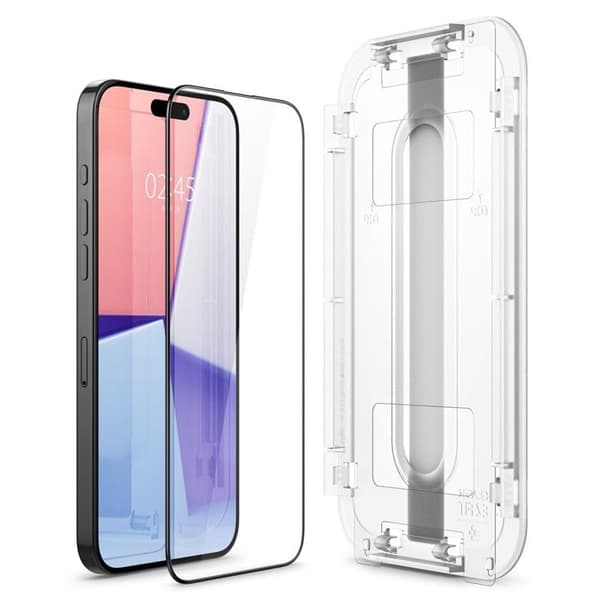 Spigen iPhone 15 Plus Härdat Glas Skärmskydd 'EZ' Fit - Svart