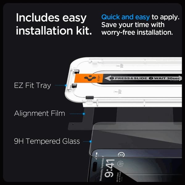 [2-Pack] Spigen iPhone 15 Pro Max Härdat Glas Skärmskydd 'EZ' Fit