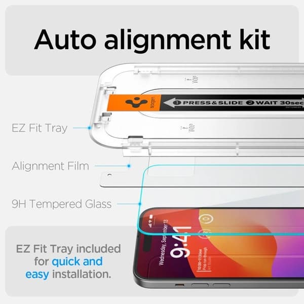 [2-Pack] Spigen iPhone 15 Plus Härdat Glas Skärmskydd 'EZ' Fit