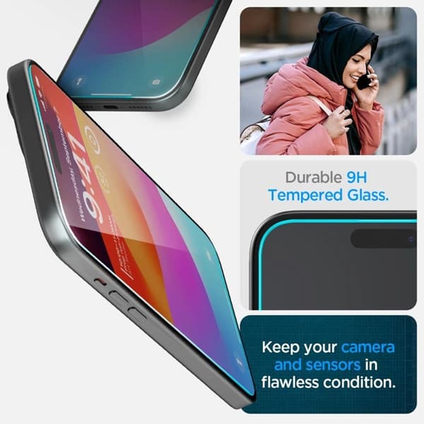 [2-Pack] Spigen iPhone 15 Plus Härdat Glas Skärmskydd 'EZ' Fit