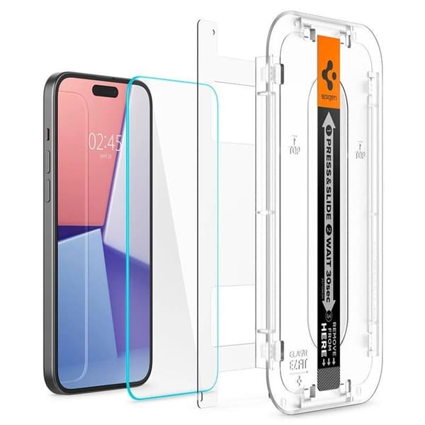 [2-Pack] Spigen iPhone 15 Plus Härdat Glas Skärmskydd 'EZ' Fit
