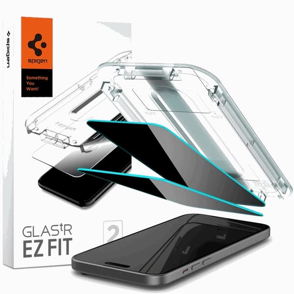 [2-Pack] Spigen iPhone 15 Plus/16 Plus Härdat Glas Skärmskydd Privacy