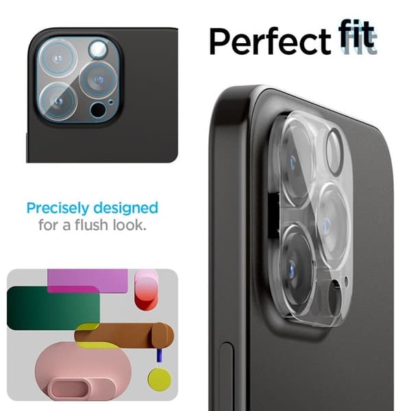 [2-PACK] Spigen iPhone 15 Pro/15 Pro Max Kameralinsskydd i Härdat Glas - Clear
