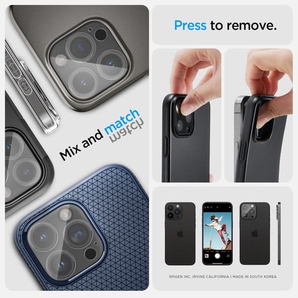 [2-PACK] Spigen iPhone 15 Pro/15 Pro Max Kameralinsskydd i Härdat Glas - Clear