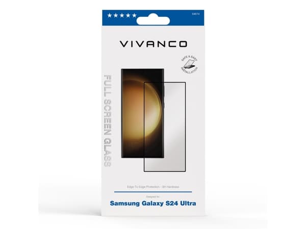 Vivanco 64074, Samsung, Galaxy S24 Ultra, likaa hylkivä, iskunkestävä, naarmuuntumaton, sirpaleeton, musta, läpinäkyvä, 1 kpl