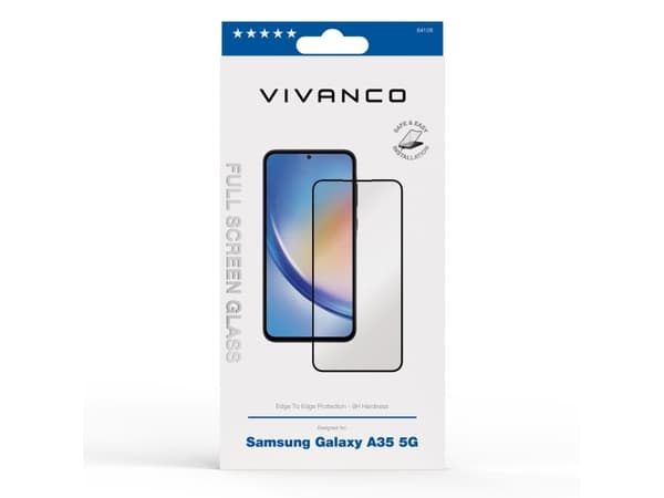Vivanco 64100, Samsung, Galaxy A35 5G, Skittbestandig, Slagbestandig, Ripebestandig, Knusesikker, Sort, Gjennomsiktig, 1 stykker