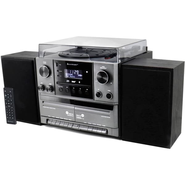 Soundmaster Stereoanlegg MCD5600 med DAB+/FM-radio, CD/MP3, platespiller, dobbel kassett, USB, Bluetooth Sort