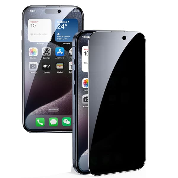 iPhone 15 plus Skärmskydd Anti-Spy HD 0,3mm 2-Pack