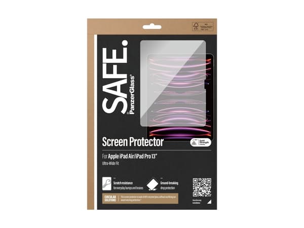 PanzerGlass SAFE. by ® Skjermbeskyttelse iPad Pro 13" | iPad Air | Ultra-Wide Fit, polyetylentereftalatfolie (PET), 45 g, 1 stk.