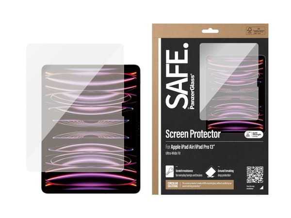 PanzerGlass SAFE. by ® Skjermbeskyttelse iPad Pro 13" | iPad Air | Ultra-Wide Fit, polyetylentereftalatfolie (PET), 45 g, 1 stk.
