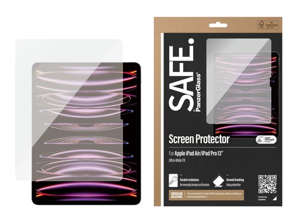 PanzerGlass SAFE. by ® Skjermbeskyttelse iPad Pro 13" | iPad Air | Ultra-Wide Fit, polyetylentereftalatfolie (PET), 45 g, 1 stk.