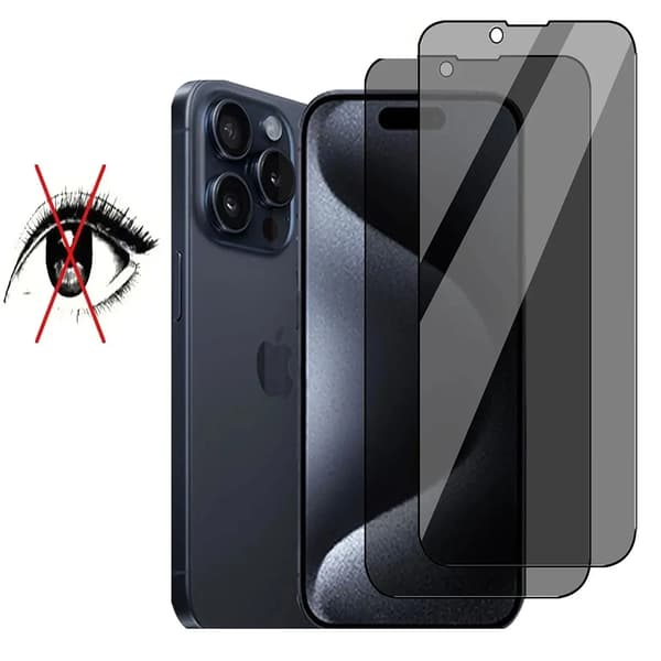 3-Pack Ceramic Skärmskydd 2.5D Svart Anti Spy för iPhone 15 Pro Max