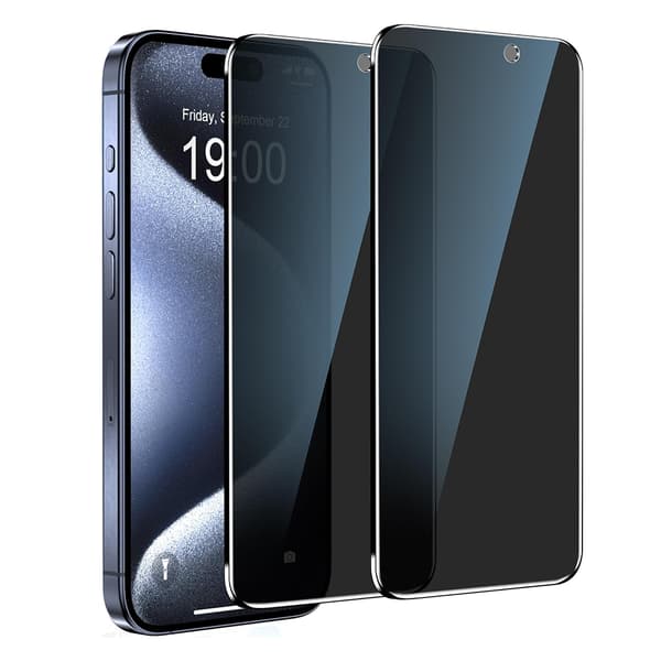3-Pack Ceramic Skärmskydd 2.5D Svart Anti Spy för iPhone 15 Pro Max