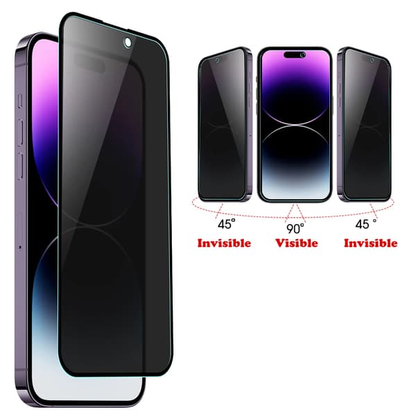 3-Pack Ceramic Skärmskydd 2.5D Svart Anti Spy för iPhone 15 Pro Max