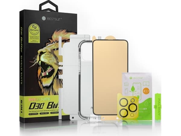 Bestsuit Bestsuit 6in1 iPhone 13 kotelo / flexi karkaistu lasi / takakalvo / kameran lasi / pyyhkeet / applikaattori (D30 Buffer)