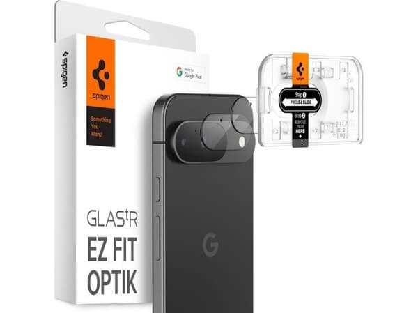Spigen GLAS.tR EZ Fit Optik, Google, Google Pixel 9 (2024), Støvresistent, Ripebestandig, Gjennomsiktig, 2 stykker