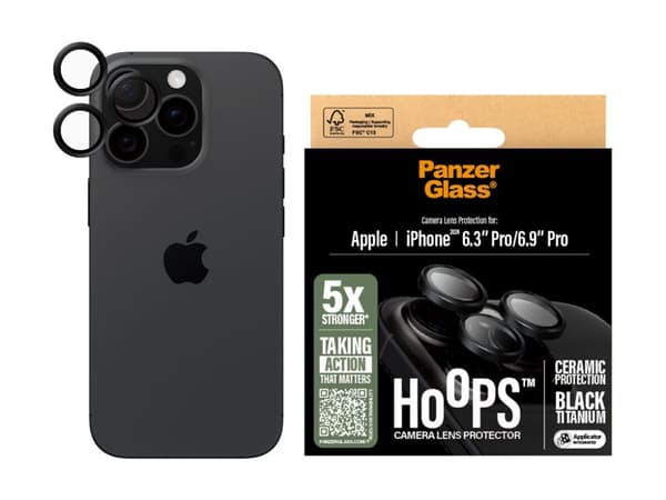 PanzerGlass ® Hoops® Ceramic Camera Lens Protector iPhone 16 Pro | 16 Pro Max, Apple, Apple - iPhone 16 Pro, Apple - iPhone 16 Pro Max, Dry applicati