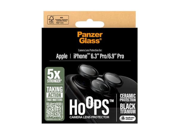 PanzerGlass ® Hoops® Ceramic Camera Lens Protector iPhone 16 Pro | 16 Pro Max, Apple, Apple - iPhone 16 Pro, Apple - iPhone 16 Pro Max, Dry applicati