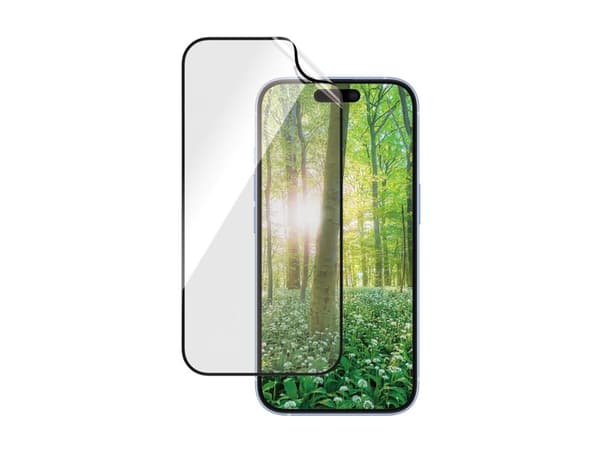 PanzerGlass - Skjermbeskyttelse for mobiltelefon - ultrabred passform - film - rammefarge svart - for Apple iPhone 15, 16