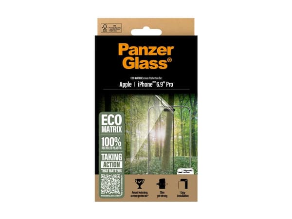 PanzerGlass - Skjermbeskyttelse for mobiltelefon - ultrabred passform - film - rammefarge svart - for Apple iPhone 16 Pro Max