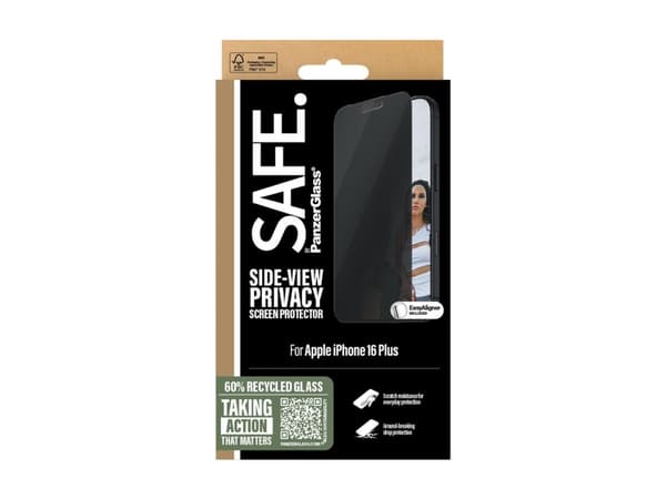 SAFE. by PanzerGlass - Matkapuhelimen näytönsuoja - erittäin leveä istuvuus - lasi - yksityisyyssuodattimella - 2-suuntainen - Apple iPhone 15 Plus,