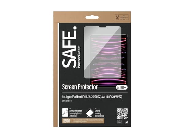 SAFE. by PanzerGlass - Skärmskydd för surfplatta - ultrabred passning - glas - 10,9 tum eller 11 tum - för Apple 11-inch iPad Pro Wi-Fi, Wi-Fi + Cell