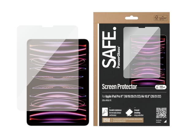 SAFE. by PanzerGlass - Skärmskydd för surfplatta - ultrabred passning - glas - 10,9 tum eller 11 tum - för Apple 11-inch iPad Pro Wi-Fi, Wi-Fi + Cell