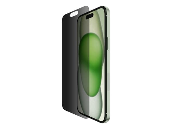Belkin ScreenForce InvisiGlass - Skjermbeskyttelse for mobiltelefon - behandlet - glass - med personvernsfilter - for Apple iPhone 14 Pro Max, 15 Plu