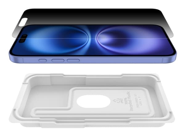 Belkin ScreenForce InvisiGlass - Skjermbeskyttelse for mobiltelefon - behandlet - glass - med personvernsfilter - for Apple iPhone 14 Pro Max, 15 Plu