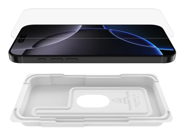 Belkin ScreenForce, Apple, iPhone 16 Pro Max, Anti-bakteriell, Slagbestandig, Ridseresistent, Transparent, 1 stk.