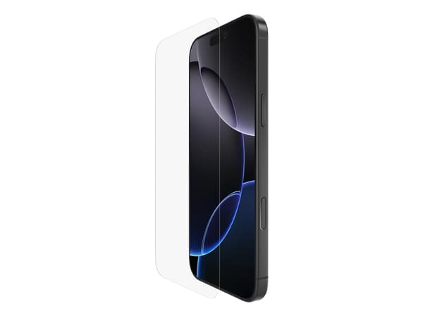 Belkin ScreenForce, Apple, iPhone 16 Pro Max, Anti-bakteriell, Slagbestandig, Ridseresistent, Transparent, 1 stk.