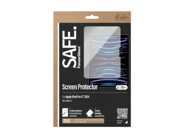 PanzerGlass SAFE. by ® Skjermbeskyttelse iPad Pro 11'''' (2024) | Ultra-Wide Fit, polyetylentereftalatfolie (PET), 45 g, 1 stk.