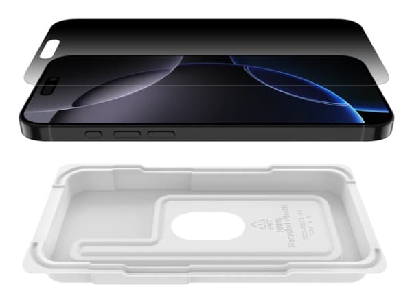 Belkin ScreenForce InvisiGlass - Matkapuhelimen näytönsuoja - käsitelty - lasi - yksityisyyssuodattimella - 2-suuntainen - Apple iPhone 16 Pro Max -l