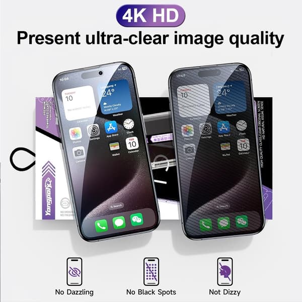 Til iPhone 16 Pro Anti-spy Privacy Hærdet glas skærmbeskytter