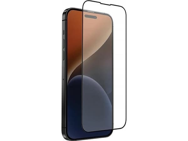 Uniq himmeä karkaistu lasi iPhone 15 Pro kotelon kanssa
