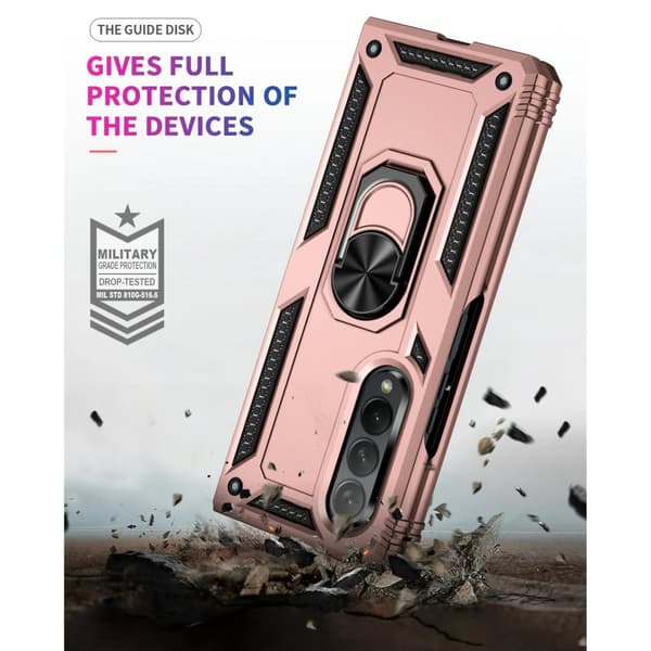 Samsung Galaxy Z Fold 3 - Stötsäker Ring Armor Stand Slimmt mobilskal Roseguld