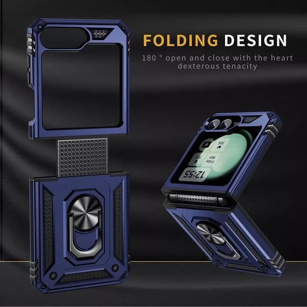 Samsung Galaxy Z flip 4 / Flip 3 - Stötsäker Ring Armor Stand mobilskal Roseguld