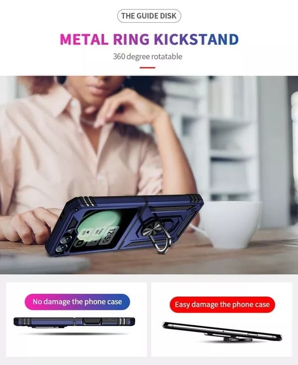 Samsung Galaxy Z flip 4 / Flip 3 - Stötsäker Ring Armor Stand mobilskal Roseguld