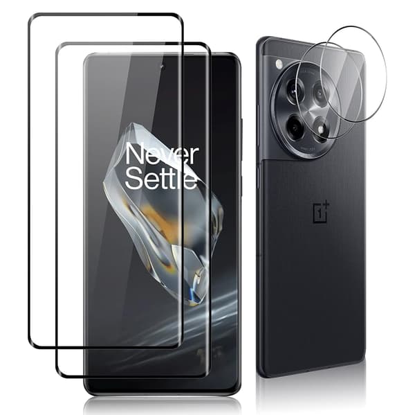 1 set OnePlus 12 Skärmskydd 3D 0,3mm + Kameralinsskydd