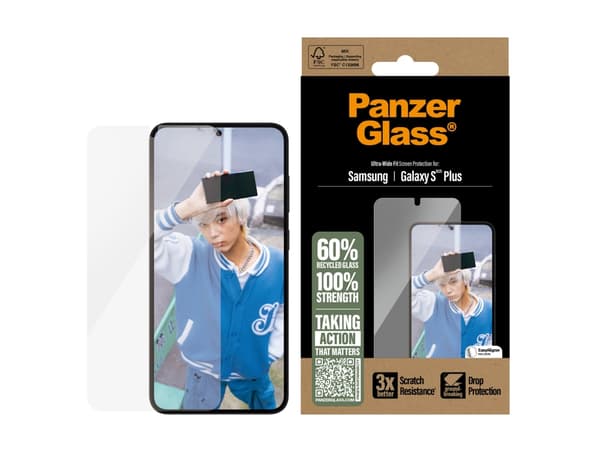 PanzerGlass - Skjermbeskyttelse for mobiltelefon - ultrabred passform - glass - for Samsung Galaxy S25+