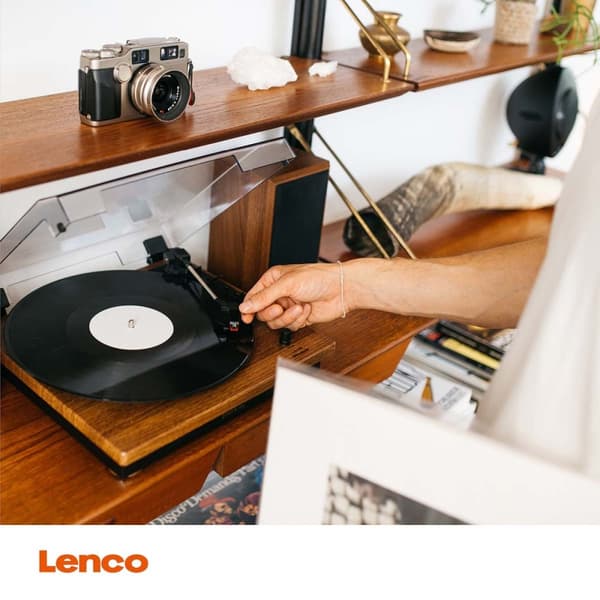 Lenco Skivspelare med Bluetooth-mottagning och två högtalare i trä
