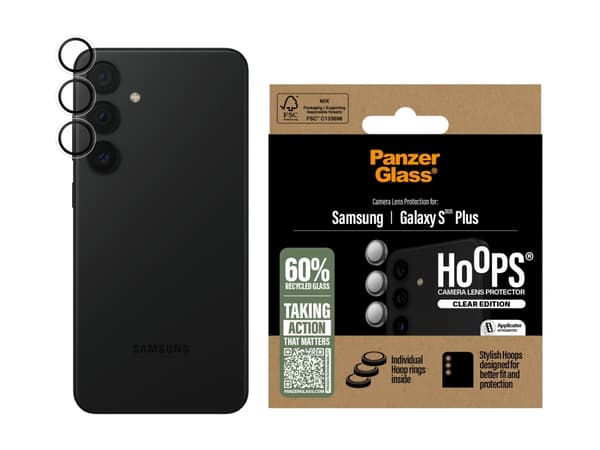 PanzerGlass ® Hoops® läpinäkyvä kameran linssin suojus Samsung Galaxy S25 Plus