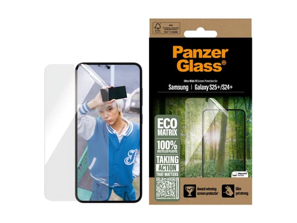 PanzerGlass ® ECO MATRIX Screen Protector Samsung Galaxy S25+ | S24+ | Ultra-Wide Fit, Samsung, Samsung - Galaxy S25+, Samsung - Galaxy S24 Plus, Dry