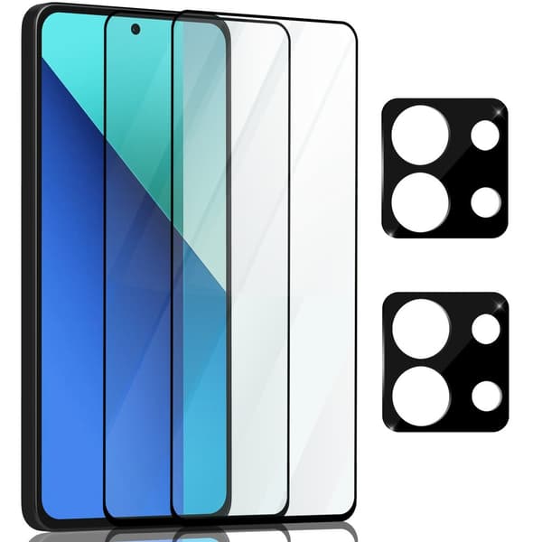 2-Pack Xiaomi Redmi Note 13 Pro Skärmskydd & 2-Pack linsskydd - Härdat Glas 9H - Super kvalitet 3D