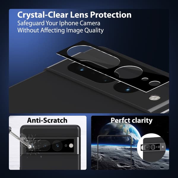 2-Pack Google Pixel 7 Pro Skärmskydd & 1-Pack linsskydd - Härdat Glas 9H - Super kvalitet 3D