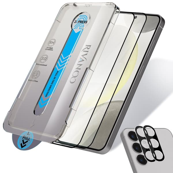 2-Pack Samsung Galaxy S24 Plus Skärmskydd & 2-Pack Linsskydd - Härdat Glas | [Automatisk Installation] - Bubbelfritt