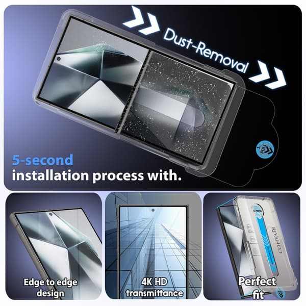 2-Pack Samsung Galaxy S24 Ultra Skärmskydd & 2-Pack Linsskydd - Härdat Glas | [Automatisk Installation] - Bubbelfritt