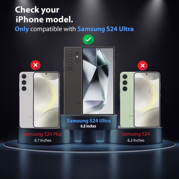 2-Pack Samsung Galaxy S24 Ultra Skärmskydd & 2-Pack Linsskydd - Härdat Glas | [Automatisk Installation] - Bubbelfritt