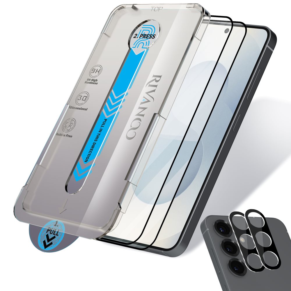 2-Pack Samsung Galaxy S25 Plus Skärmskydd 2-Pack Linsskydd Härdat Glas Automatisk Installation]Bubbelfritt