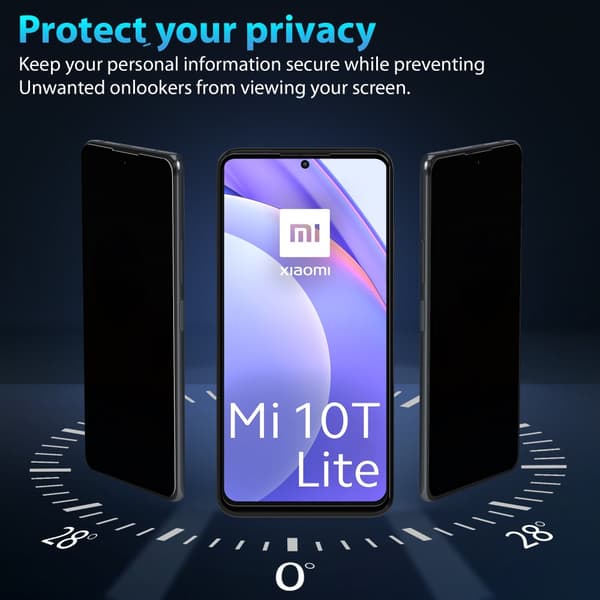 1-Pack Xiaomi 10T Lite Privacy Skärmskydd - Härdat Glas 9H - Super kvalitet 3D